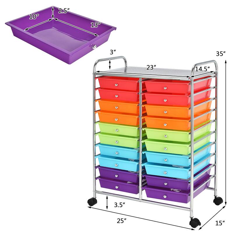 Costway 20 Drawers Rolling Cart Storage Scrapbook Paper Studio - See Details