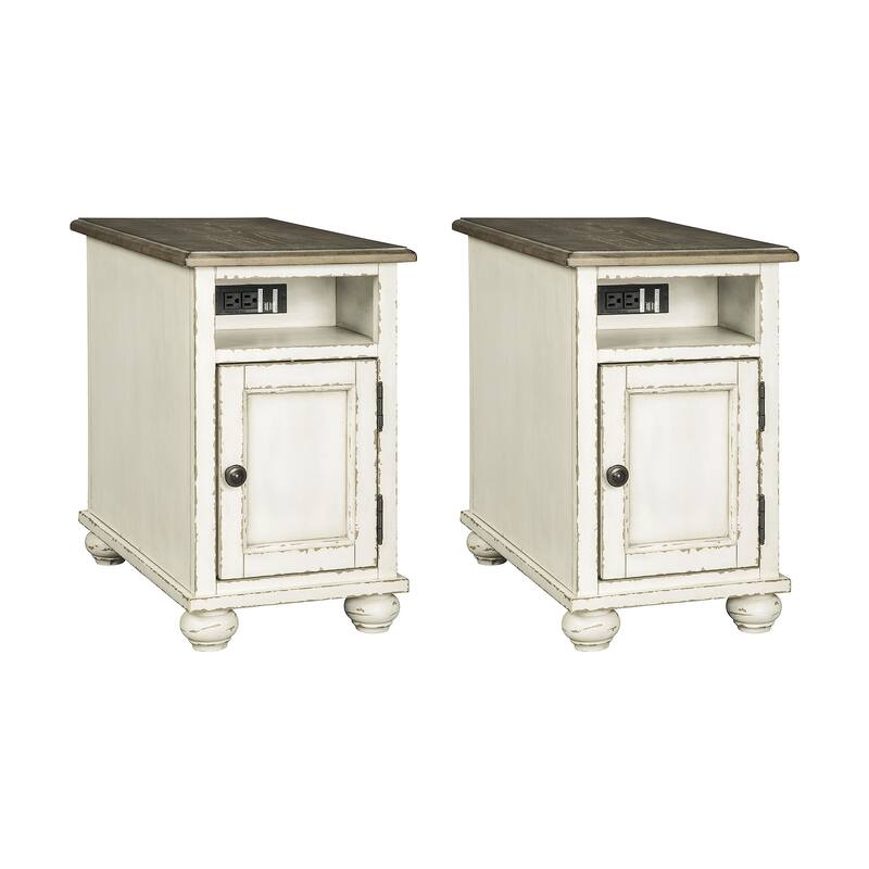 Signature Design by Ashley Realyn White/Brown 2-Piece End Table Package - 14" W x 24" D x 23.13" H