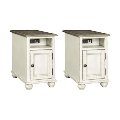 Signature Design by Ashley Realyn White/Brown 2-Piece End Table Package - 14" W x 24" D x 23.13" H