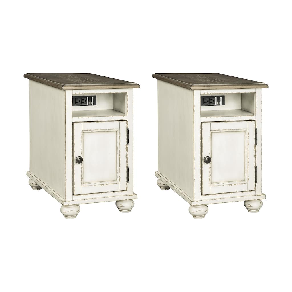 Signature Design by Ashley Realyn White/Brown 2-Piece End Table Package - 14" W x 24" D x 23.13" H