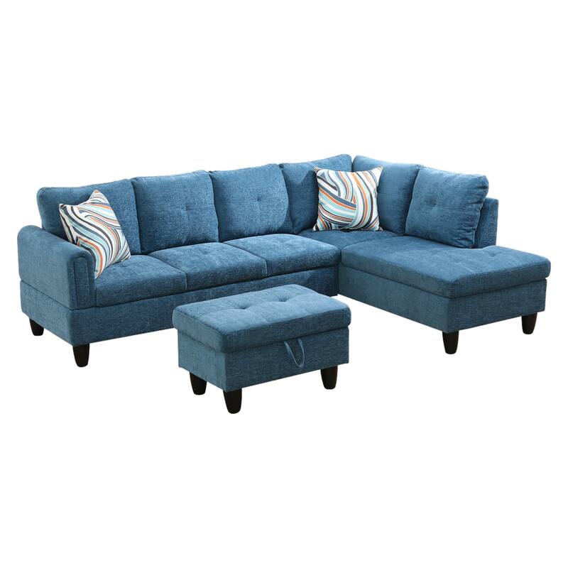 KISRAIS 97" Wide 3-Piece Upholstered Sectional Sofa Set for Small Spaces