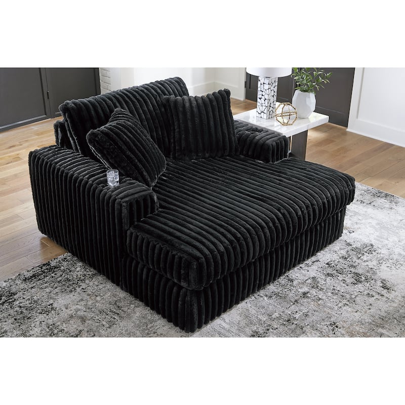 Signature Design by Ashley Midnight-Madness Black Oversized Chaise - 64"W x 68"D x 41"H