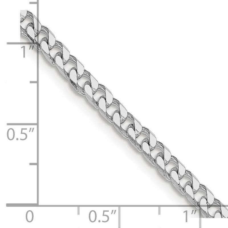 Curata 925 Sterling Silver Rhodium Plated 3.5mm Curb Chain Necklace