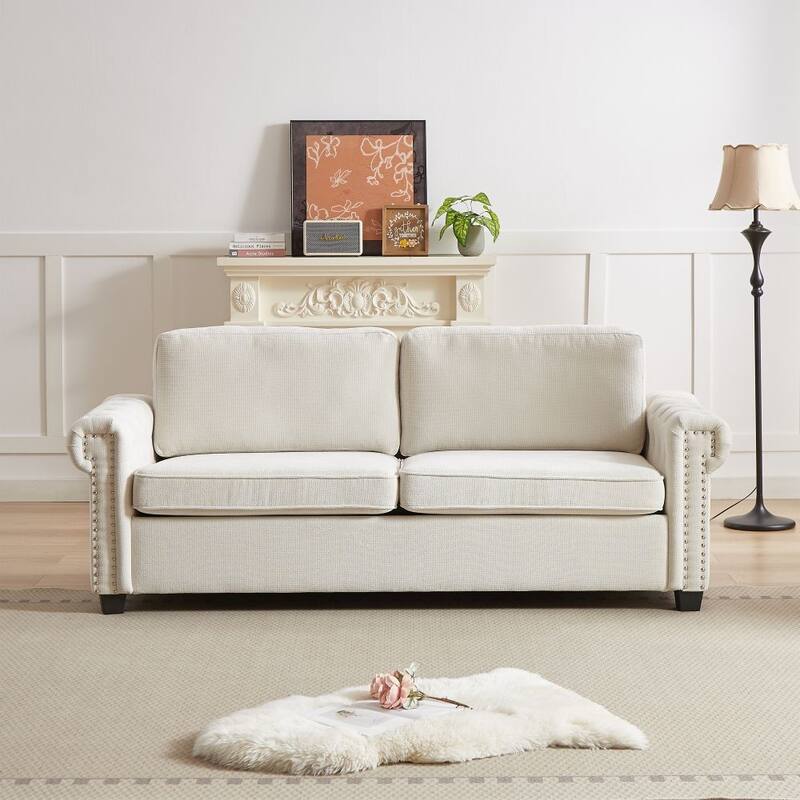83.8" Convertible 2-in-1 Pullout Polyester Sleeper Sofa Bed