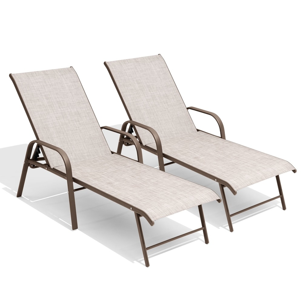Outdoor Aluminum Chaise Lounge Chairs with Adjustable Backrest Set of 2/4