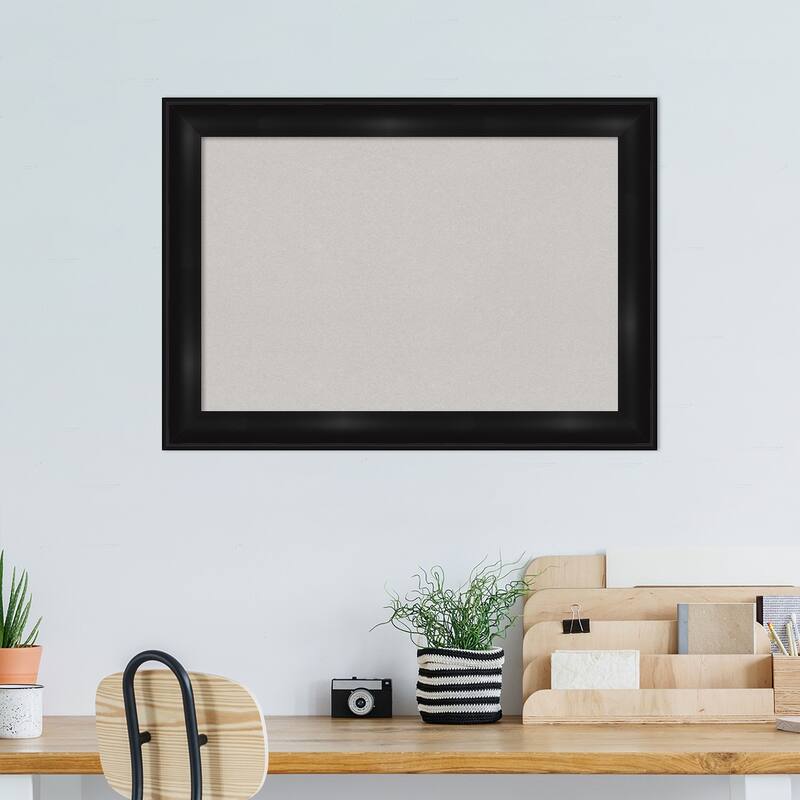 Grand Black Narrow Framed Grey Corkboard Bulletin Board