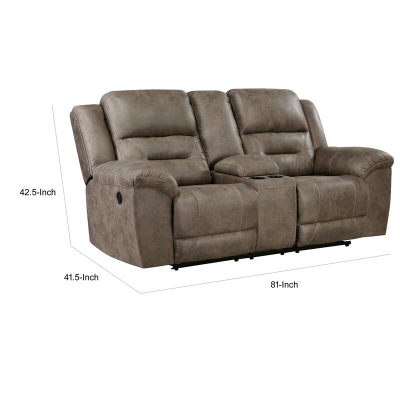 Henry 81 Inch Dual Manual Recliner Loveseat Brown Microfiber, Solid Wood
