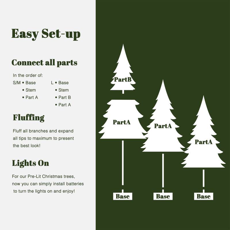 3-Piece Snow-Flocked Sweeping Branches Artificial Tree Set with Battery Operated Lights