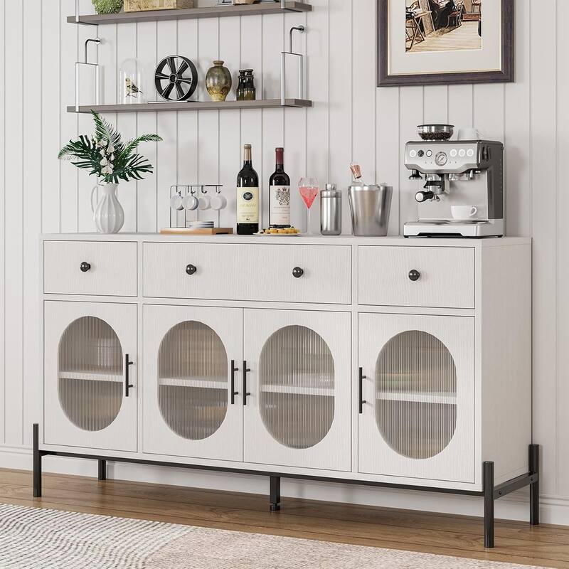 Buffet Cabinet with Storage,Large Sideboard Cabinet,Coffee Bar Cabinets - White