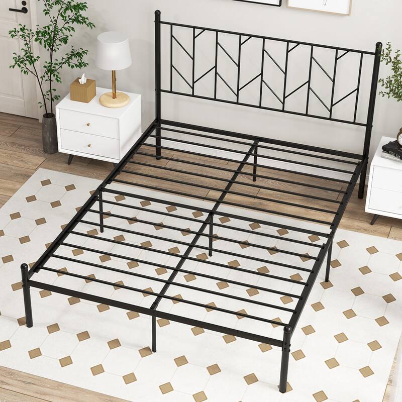 Costway Full/Qween/Twin Size Metal Platform Bed Frame Vintage