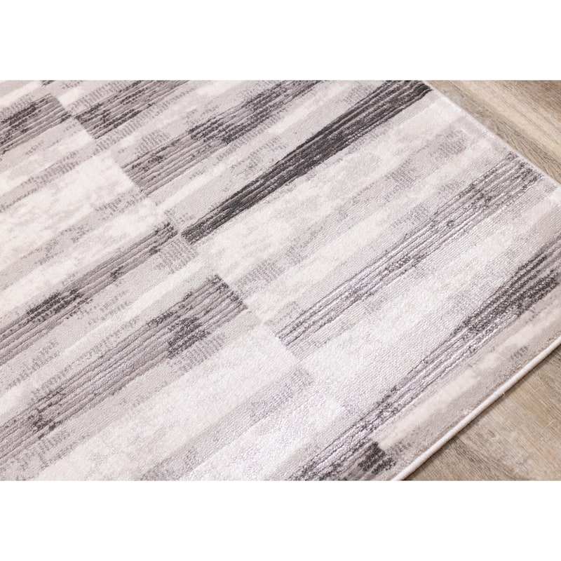 Chase Collection - Faded Grey/White Column Stripes Rug