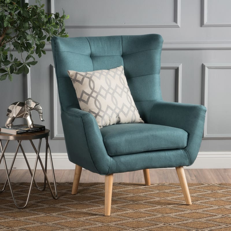Tamsin Mid-Century Fabric Club Chair by Christopher Knight Home - Teal