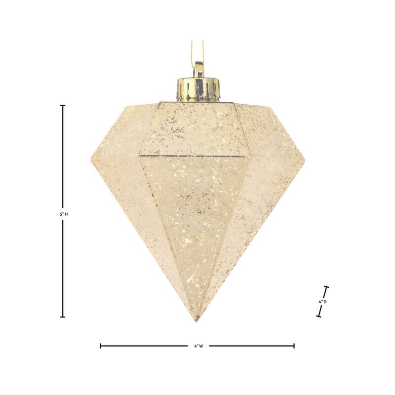 5" Mercury Shatterproof Plastic Diamond Ornament Set of 2