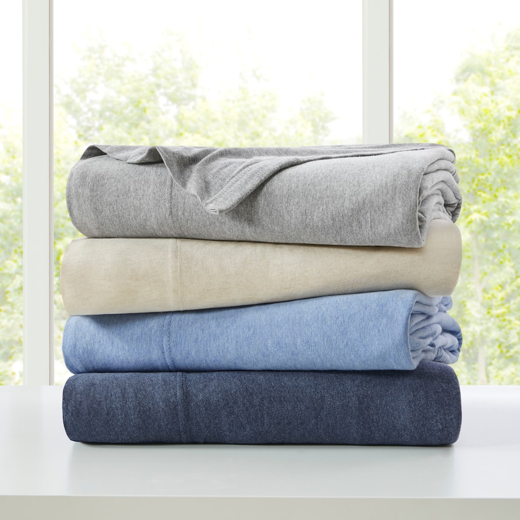 Carbon Loft Porta Cotton Jersey Knit Deep Pocket Heathered Bed Sheet Set
