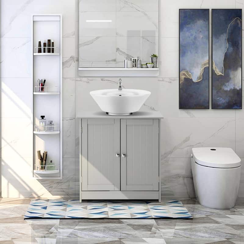 Modern Pedestal Under Sink Storage Bathroom Vanity Cabinet