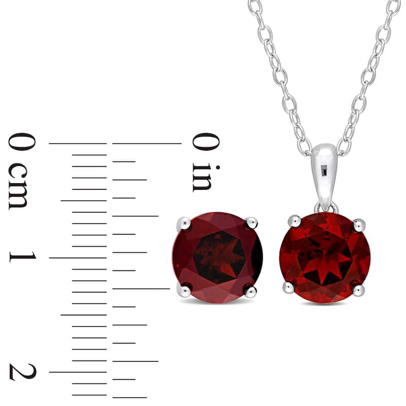 Miadora Gemstone Birthstone Earrings and Necklace Set Sterling Silver