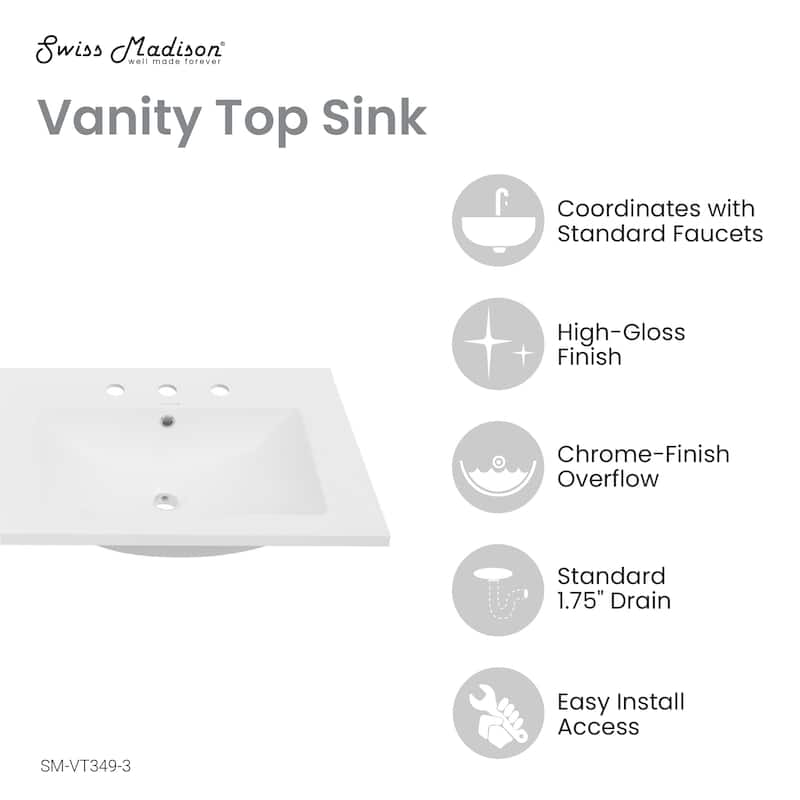 48" Ceramic Vanity Top Double Basins With 3 Holes