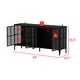 preview thumbnail 7 of 14, 63" Black Glass Door Sideboard Cabinet with LED Lights, Metal Frame Storage Buffet Cabinet Wine Cabinet