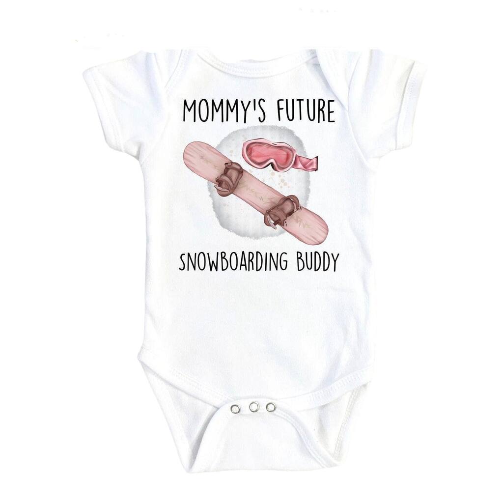 Snowboarding Mommy - Baby Boy Girl Clothes Infant Bodysuit Funny Cute Newborn