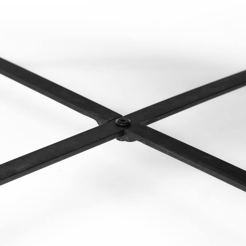 Helios III Round Medium Brown Solid Wood w/ Black Iron Base Nesting Tables