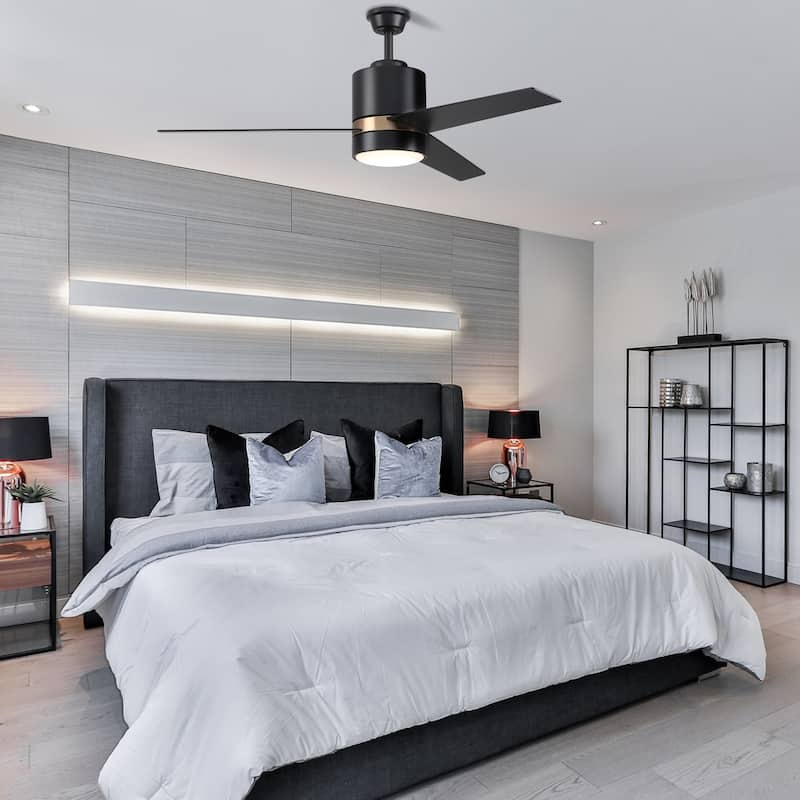 Aurora 52-inch Indoor Smart Ceiling Fan with Light Kit and Wall Control, Works with Alexa/Google Home/Siri