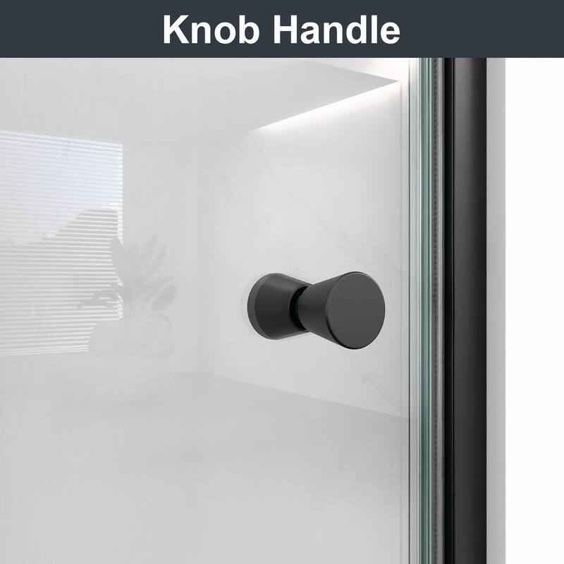 GDFStudio - Modern Semi-Frameless Circular Pivot Shower Door with 1/4" SGCC Tempered Glass, Magnetic Soft Close & Knob Handle