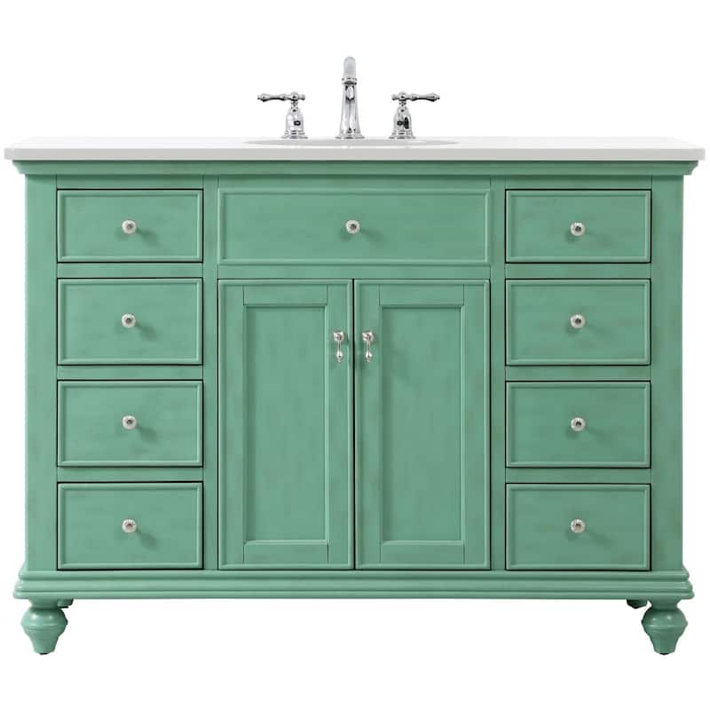 Elegant Lighting VF12348-VW Otto 48" Free Standing Single Basin Vanity - Vintage Mint - Painted