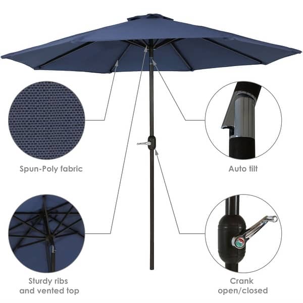 Shop Black Friday Deals On Sunnydaze 9 Fade Resistant Outdoor Patio Umbrella With Auto Tilt Navy Blue Navy Blue Navy Blue Navy 9 Ft Overstock 28730827