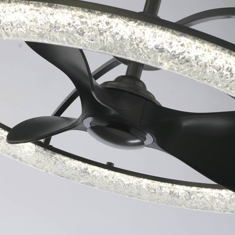 Ceiling Fan 32" Perimost 3-Blade Modern Black LED