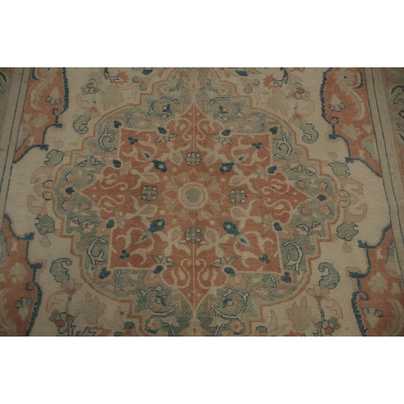 Hand Knotted Oriental 100% Wool Carpet Traditional Floral Beige & Ivories Ziegler Area Rug - 9' 6'' X 6' 9''