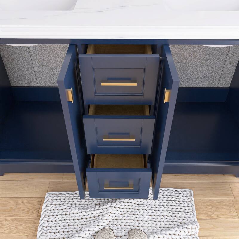 60/72 Inches Plywood Freestanding Bathroom Vanity Set with Drawer and Ceramic Sink