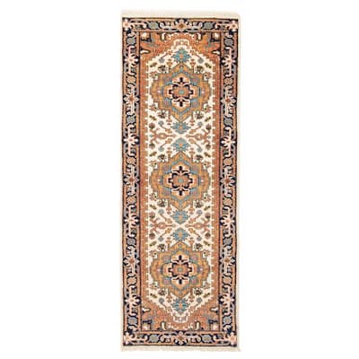 ECARPETGALLERY Hand-knotted Serapi Heritage Ivory Wool Rug - 2'5 x 7'11
