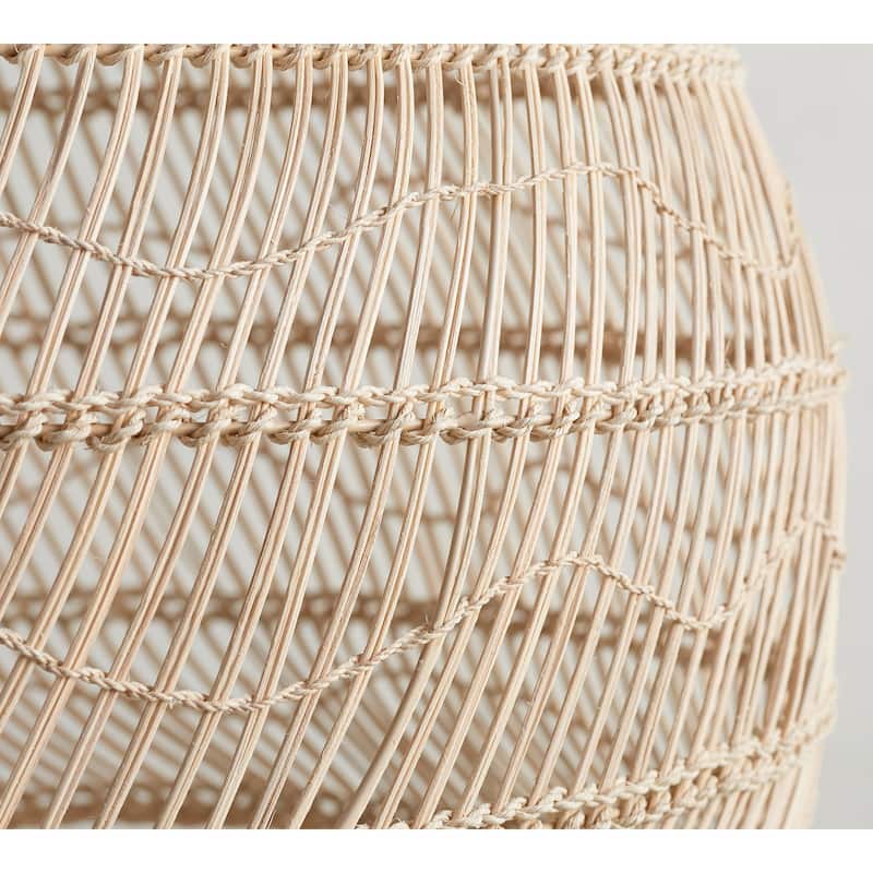 Santana Rattan Flush Mount - Rattan Brown 1-Light Handwoven Ceiling Light for Bedroom or Hallway in Modern, Mid-Century Style