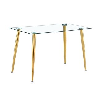 Modern Minimalist Rectangle Glass Dining Table Set of 5,Transparent ...