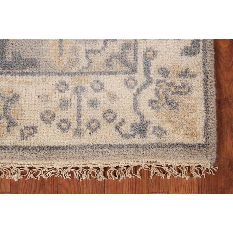 Earth Tone Oushak Indian Runner Rug Hand-Knotted Wool Carpet - 2'7" x 10'0"