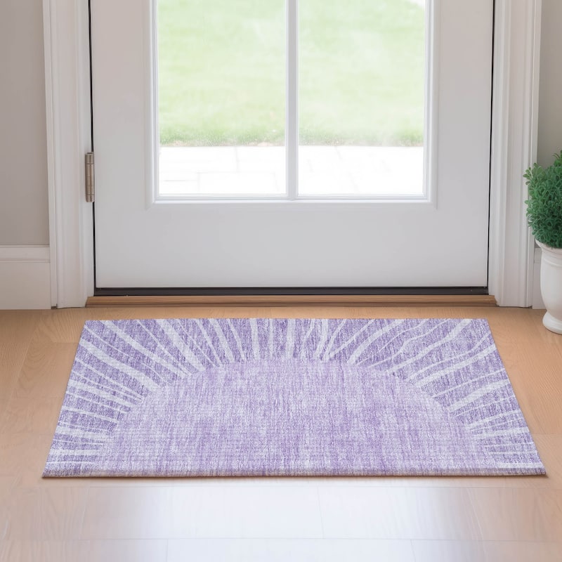 Premium Washable Super Soft Contemporary Rays Mayfield Rug - Lavender - 1' 8" x 2' 6" - Rectangle