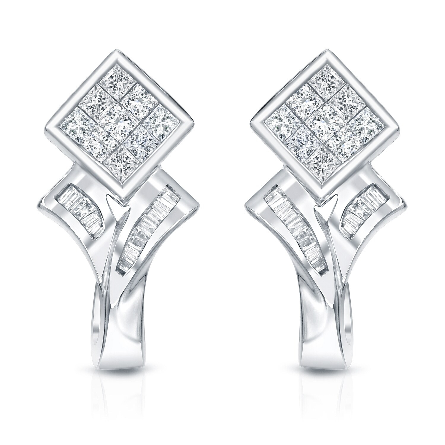 Auriya 1ctw Modern Pave Diamond Dangle Earrings 14k White Gold (H-I, SI1-SI2)