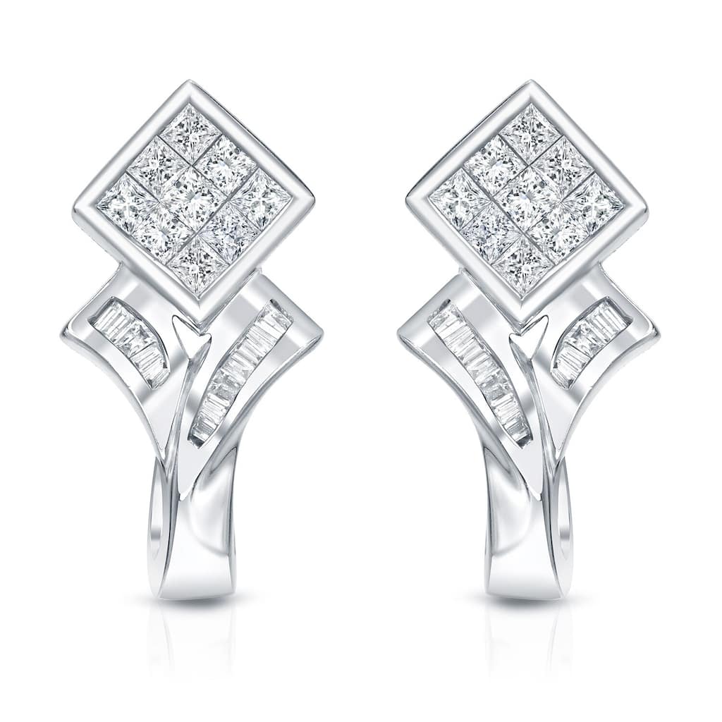 Auriya 1ctw Modern Pave Diamond Dangle Earrings 14k White Gold (H-I, SI1-SI2)