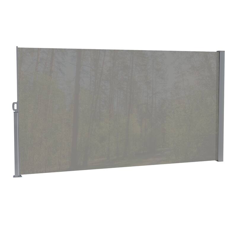 71"x138" Patio Retractable Side Awning Screen, semi-transparent with UV printing, ideal for blocking dust,sunshine and wind
