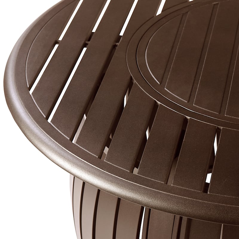 Aluminum Outdoor 44 in. Round Propane Fire Table, with Fire Beads, Lid and Fabric Cover, 57,000 BTUs in Antique Copper Finish