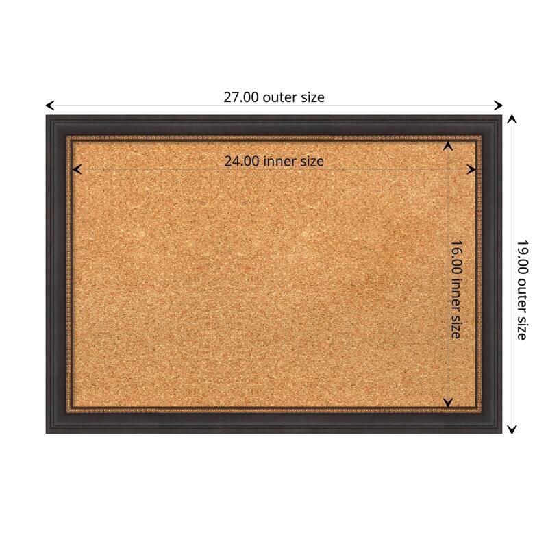 Ashton Black Wood Framed Natural Corkboard Bulletin Board, Organization Board, Pin Board - Board Size 24x16