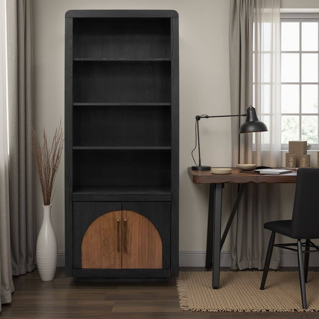 Bridgevine Home 78 inch High Bookcase Pier, No Assembly Required, Two-Tone Finish