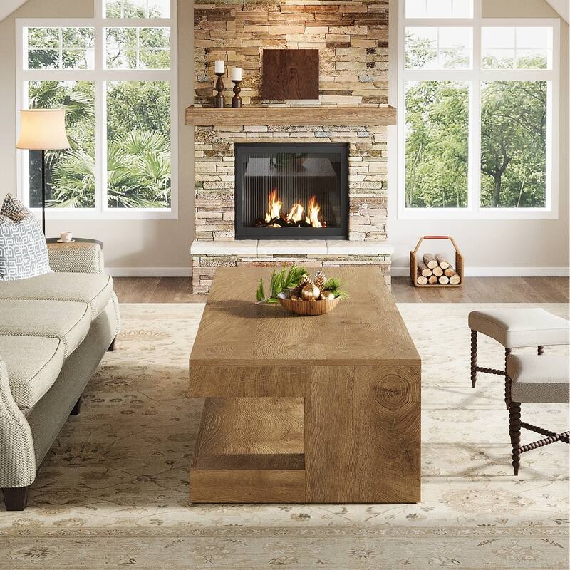 47.3" Farmhouse Rectangular Coffee Table for Living Room