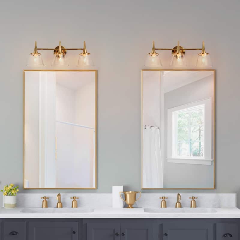 Mola Modern Gold 1/2/3/4-Light Bathroom Vanity Lights Glass Wall Sconces