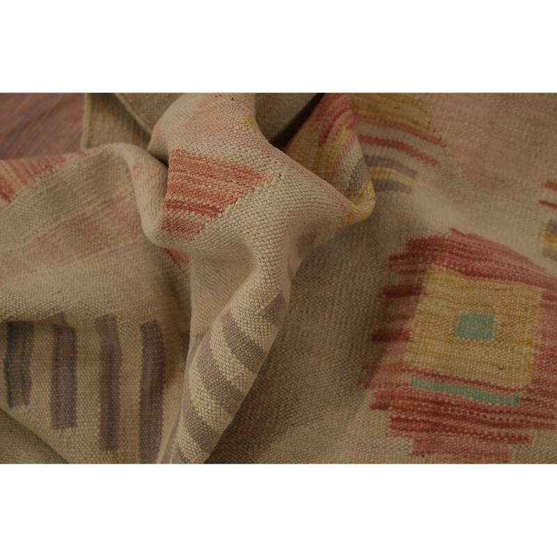 Hand Woven Oriental 100% Wool Carpet Southwestern Tribal Brown Kilim Area Rug - 8' 10'' X 6' 0''