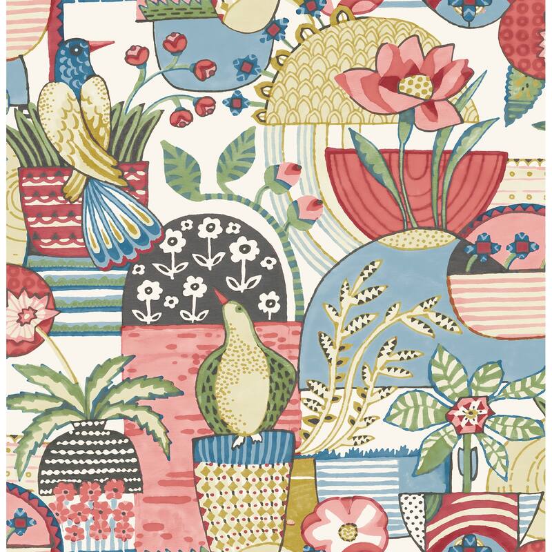 A-Street Prints Fika Rose Blissful Birds and Blooms Wallpaper