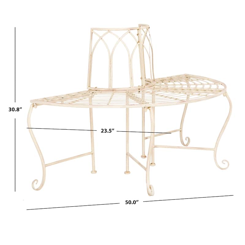 SAFAVIEH Nya Victorian Wrought Iron 50-inch Outdoor Tree Bench - 50 In. W x 24 In. D x 31 In. H - 50"W x 24"D x 31"H