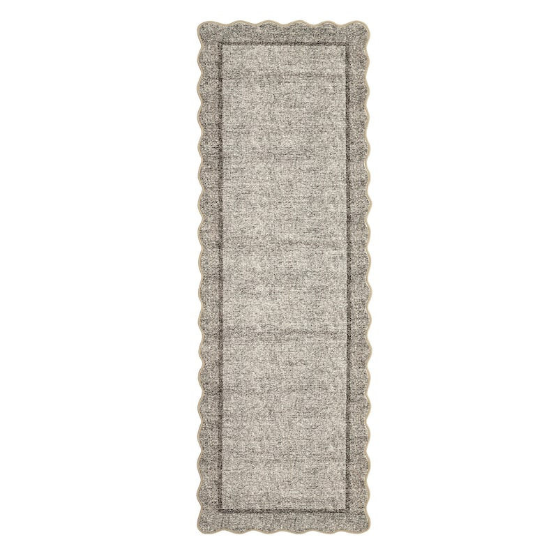 Garvee Scallop Solid Washable Area Rug