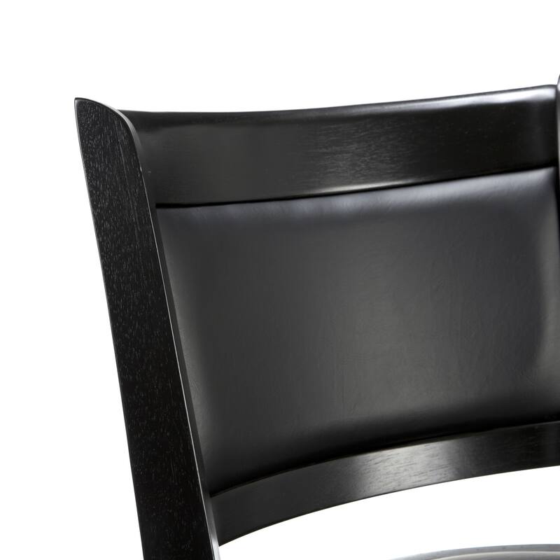 Black 29-inch Swivel Seat Barstool with Faux Leather Cushion Seat - 43.5'' H x 18'' W x 19.5'' D