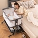 preview thumbnail 2 of 1, Baby Bassinet Bedside Sleeper with 6-Level Adjustable Height - 34.5" x 25" x 33.5" (L x W x H) Grey